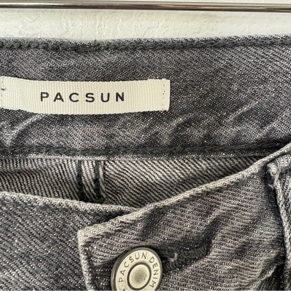 PACSUN‎ • Eco Black Two-Tone High Waisted Straight Leg Jeans - Picture 5 of 7